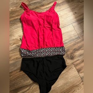 NWT Tankini with Full Coverage Bottoms Bathing Suit.  82% nylon, 18% spandex